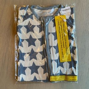 Whistleberries Little Blue Star Bamboo‎ Footed Unisex Sleepies